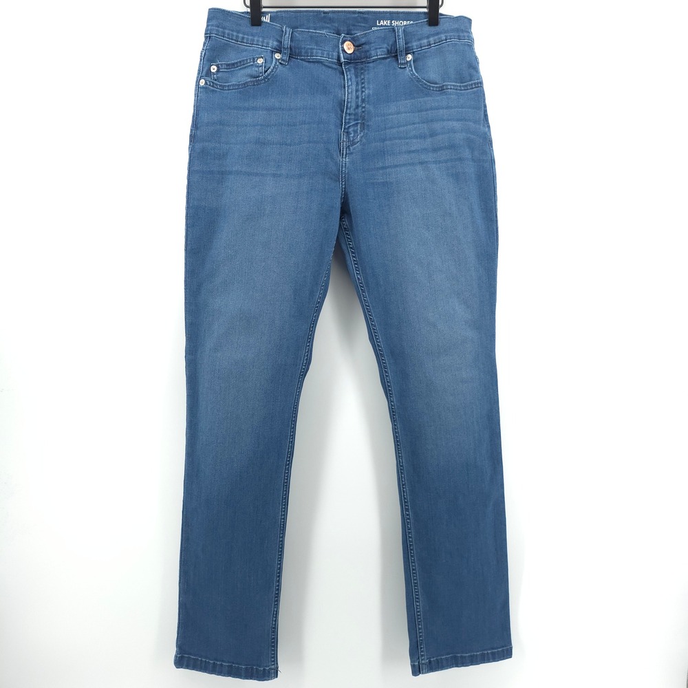 Mugsy Lake Shores Mens Jeans 36x32 Blue Slim Straight Comfort Stretch FLX3NLA - Picture 1 of 11